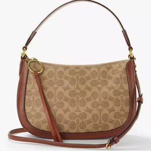 COACH Sutton Signature Cross Body Bag, Signature Tan/Rust